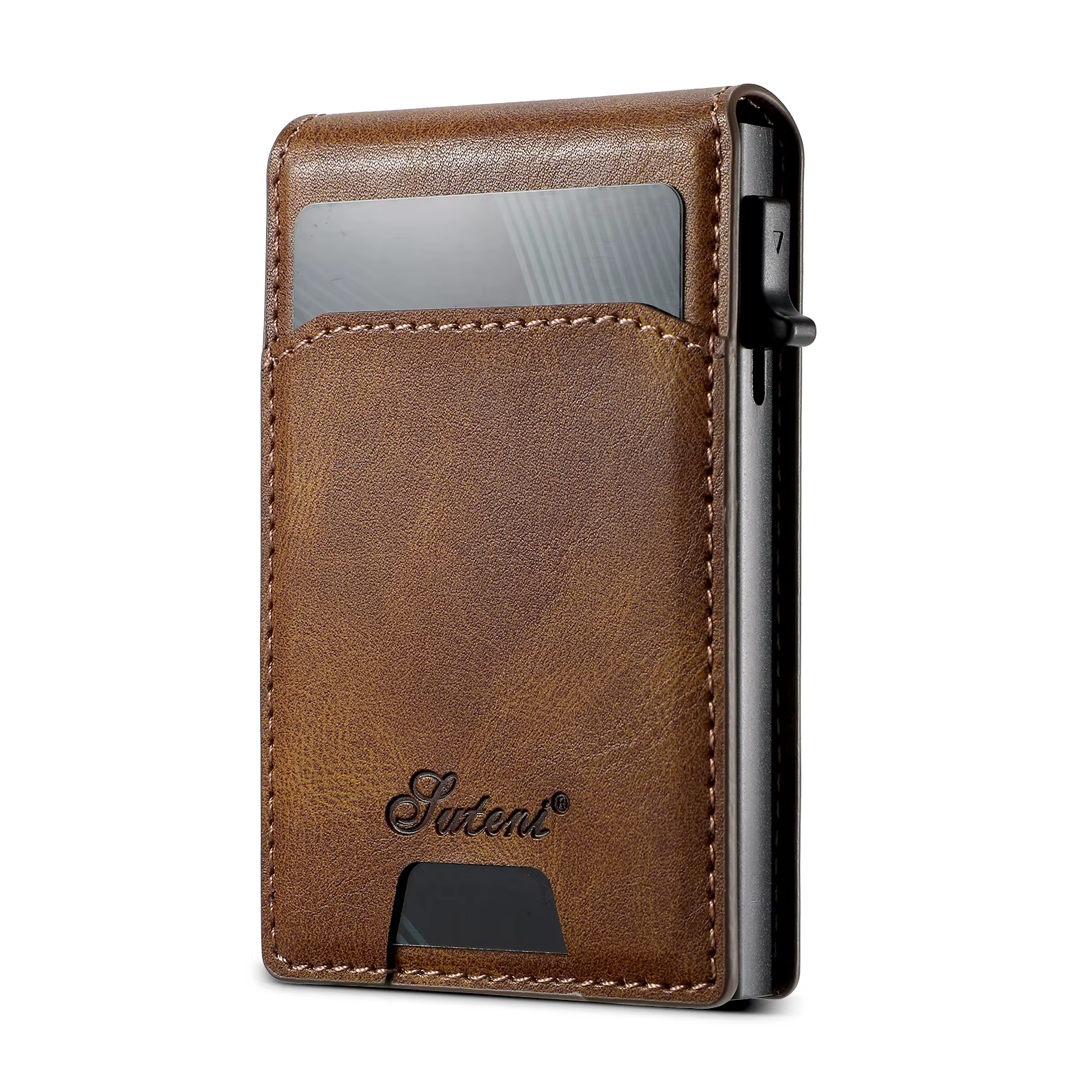 SUTENI portefeuille pour hommes porte-carte magnétique portefeuille support en cuir support pressant