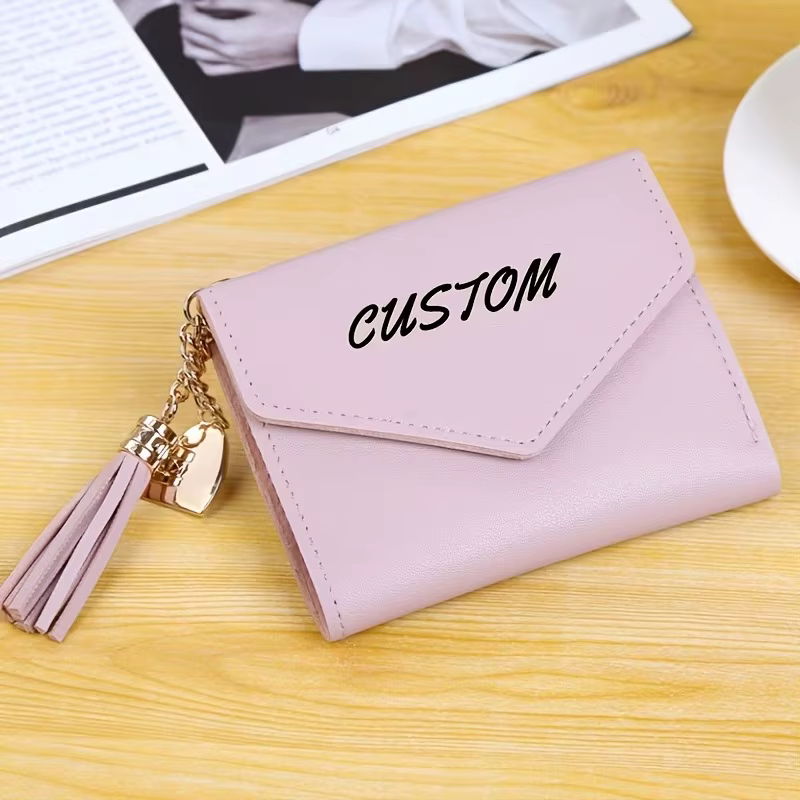 Portefeuille pour femme personnalisé avec lettre, porte-cartes multi-emplacements avec pendentif déc