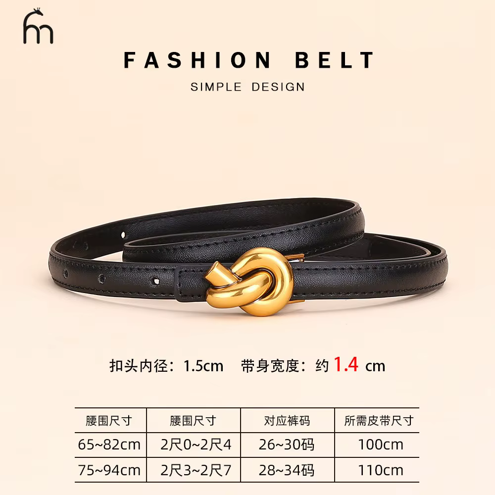 Ceinture à nœud en cuir véritable pour femmes, ceinture à la mode avec boucle, robe et ceinture en j