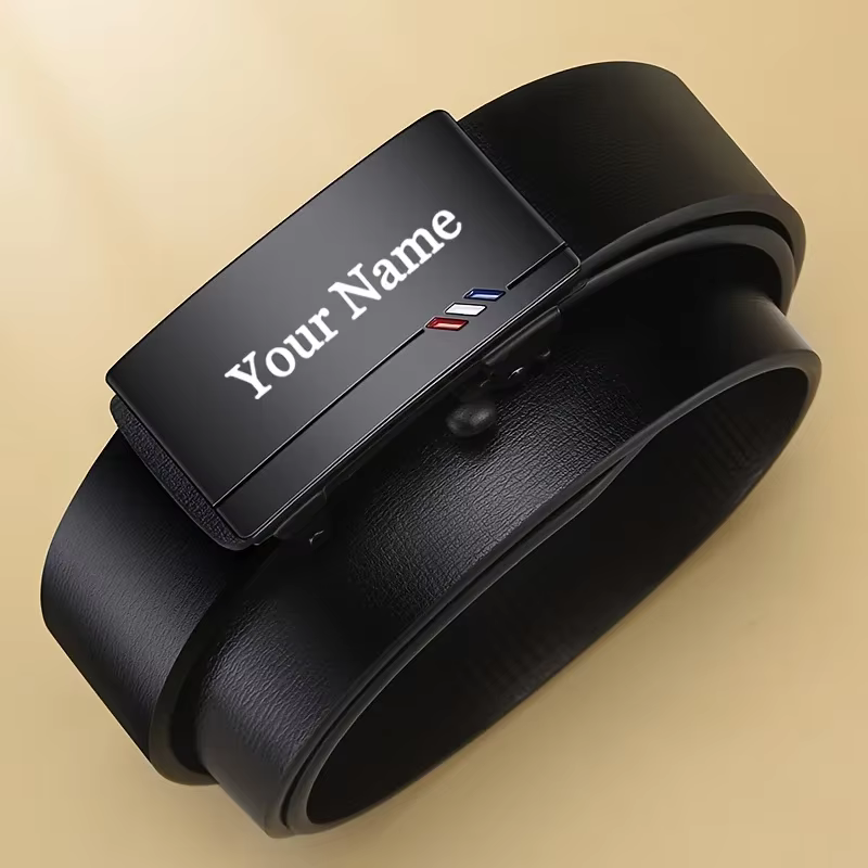 Ceinture pour homme personnalisée, en similicuir avec gravure de nom personnalisée, boucle automatiq