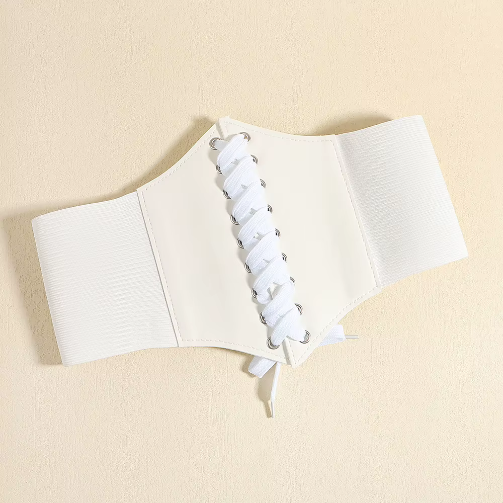 Ceinture en cuir PU pour femmes, taille élastique brodée de fleurs, à lacets, Corset Vintage, large