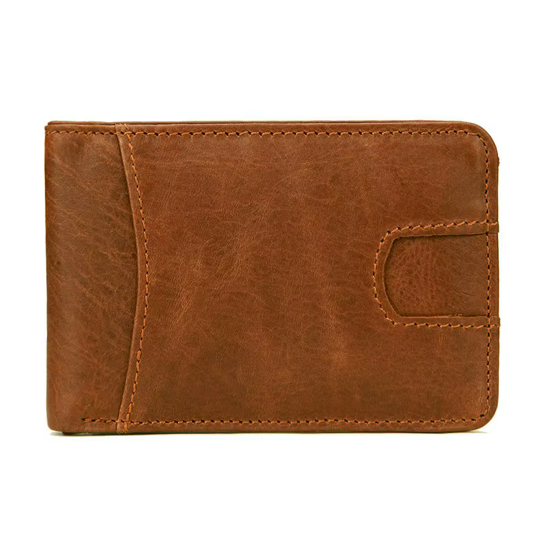 GENODERN Petit portefeuille décontracté pour hommes, portefeuilles fins en cuir de vache, mini porte