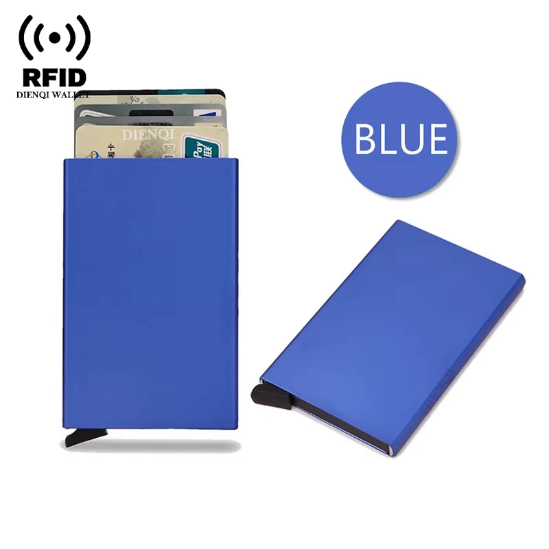 Porte-cartes de crédit Rfid pour hommes et femmes, portefeuille intelligent mince en métal, petit sa