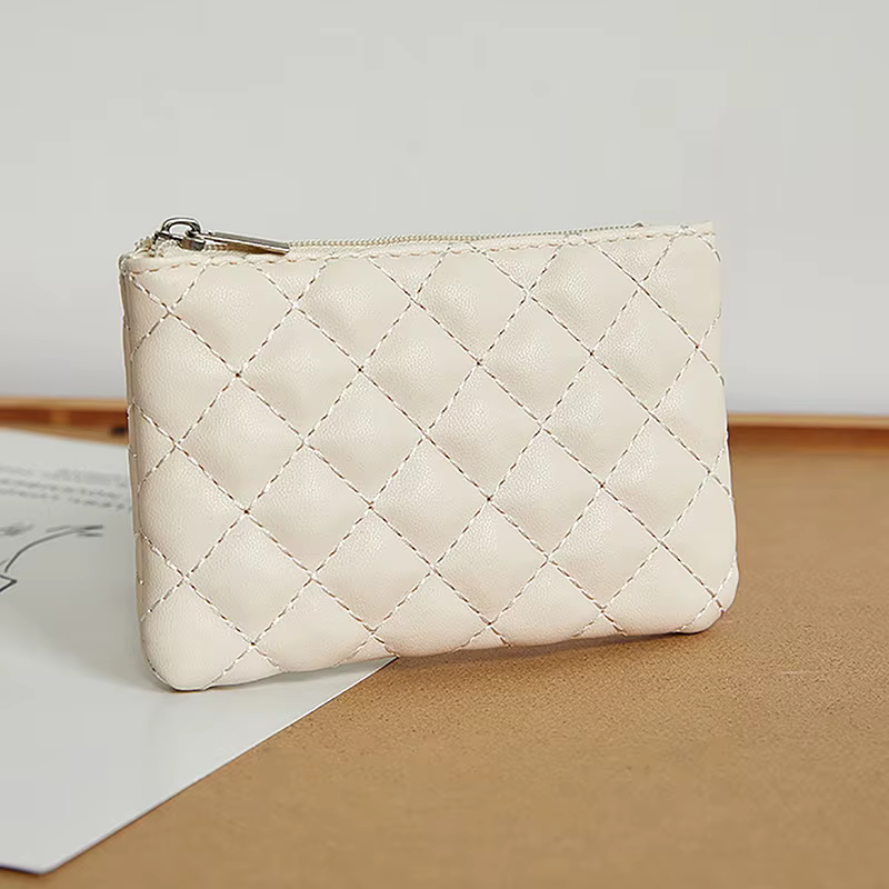 Petit porte-monnaie en cuir PU pour femme, portefeuilles à fermeture éclair, poudres, imprimé à carr