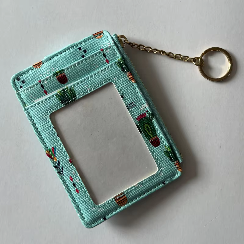 Portefeuille mince en cuir PU pour femmes, porte-carte de crédit, porte-cartes à fleurs, poche avant