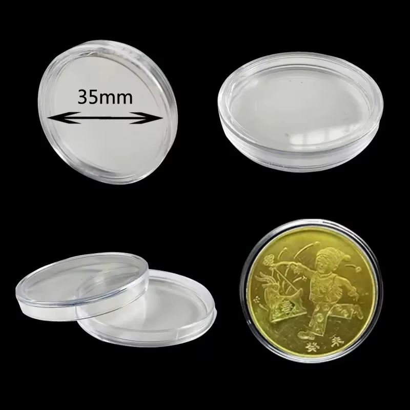 Porte-monnaie en plastique Transparent, 100 pièces, paquet d'entrepôt 16-46mm, présentoir de Capsule