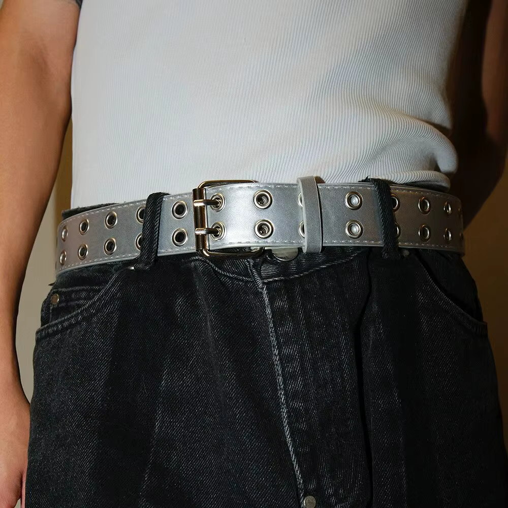 Ceinture tendance Simple à Double trou pour hommes et femmes, 1 pièce, Style Punk Hip Hop Rock, sous