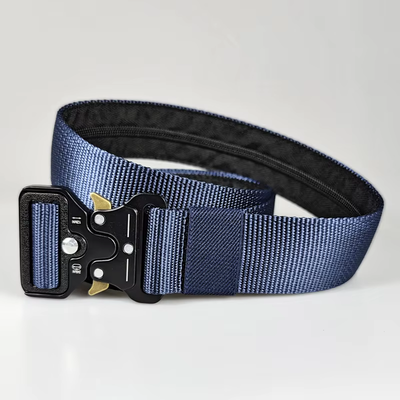 Ceinture pour hommes avec fermeture éclair, fente pour argent, poche de l'armée, chasse en plein air