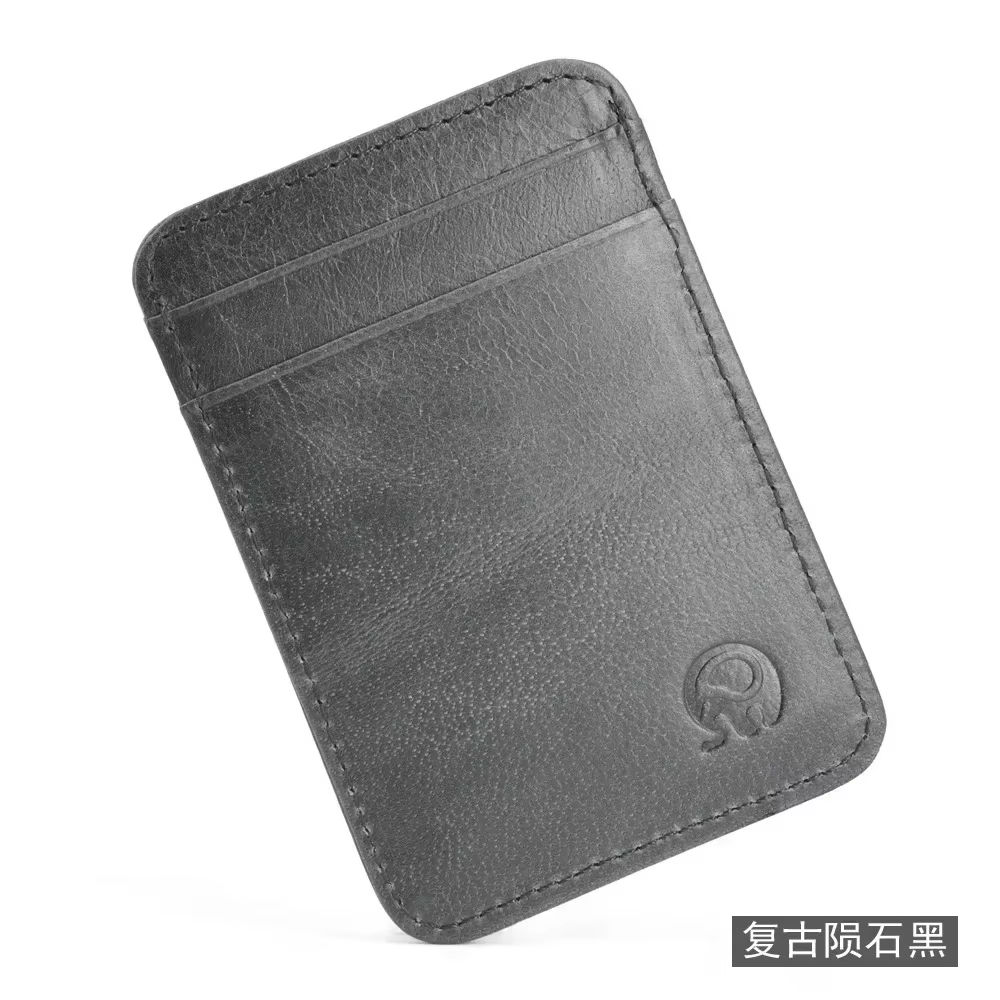 Portefeuille souple Super mince en cuir véritable pour hommes et femmes, portefeuille minimaliste av