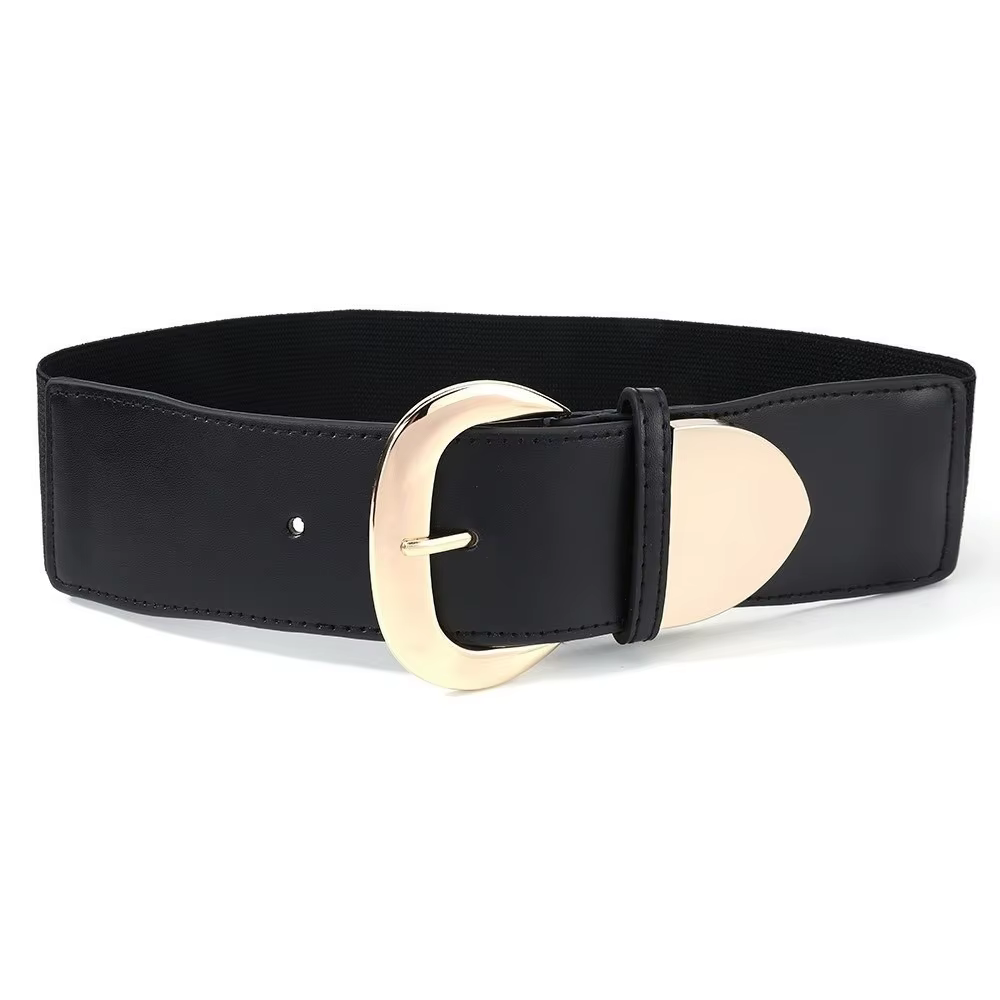 Ceinture pour femme à haute élasticité, design élastique, style européen, large ceinture de taille,