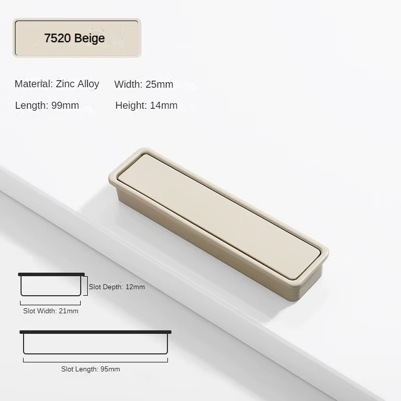 Poignée intégrée dissimulée pour porte coulissante Simple et moderne en alliage de Zinc pour armoire