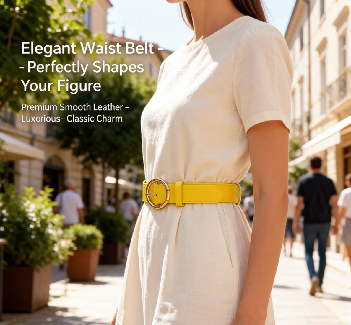 Ceinture pour femme à boucle ronde jaune, ceinture pour femme élégante et polyvalente, ceinture pour