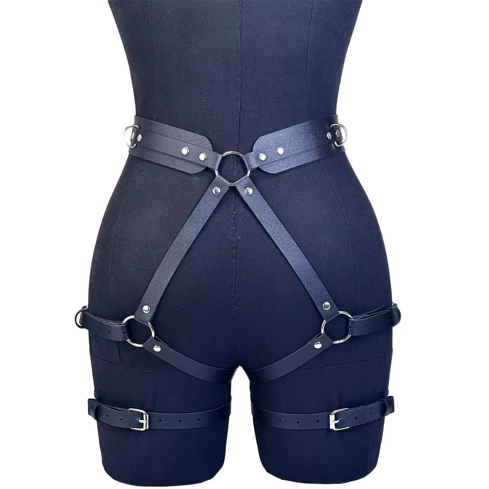 Ceinture en cuir vegan tendance avec boucle pour femme, design multi-anneaux réglable, accessoires g