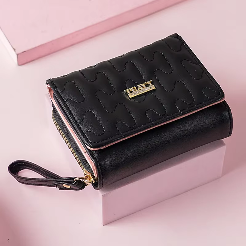 Petit portefeuille pour femme en cuir, mini portefeuilles féminins, porte-monnaie tendance, porte-ca