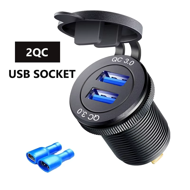 Prise de chargeur usb de voiture de Type c 12/24V, prise de chargeur USB à trois ports USB-C PD et d