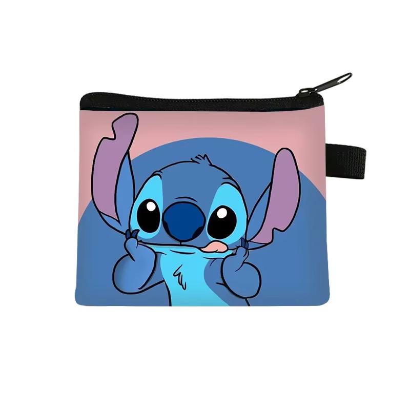 Portefeuille imprimé Disney Animation Stitch, porte-cartes mignon en polyester, rangement pour pièce