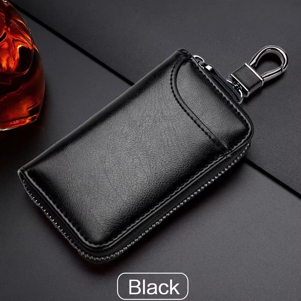 Porte-clés en cuir véritable unisexe, sac à clés, organisateur multifonction, porte-monnaie, femme d