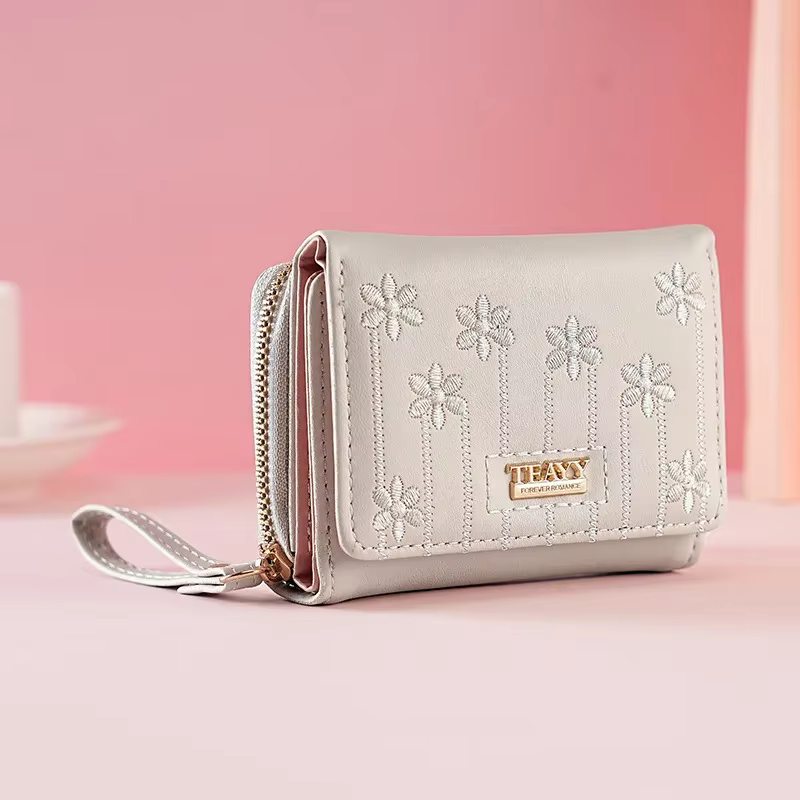 Petit portefeuille en cuir PU pour femme, porte-monnaie à loquet, porte-cartes, pochette, sac d'arge