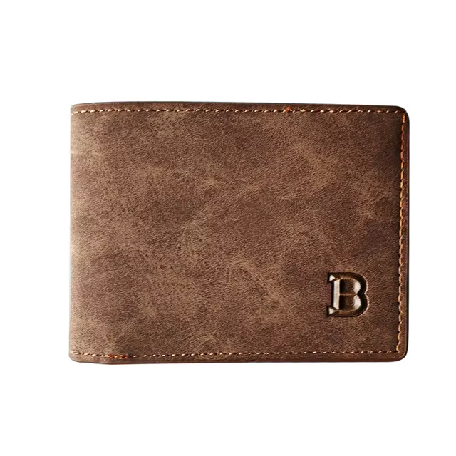 Nouveau portefeuille court en cuir givré pour hommes, portefeuille rétro à deux volets Vertical, por