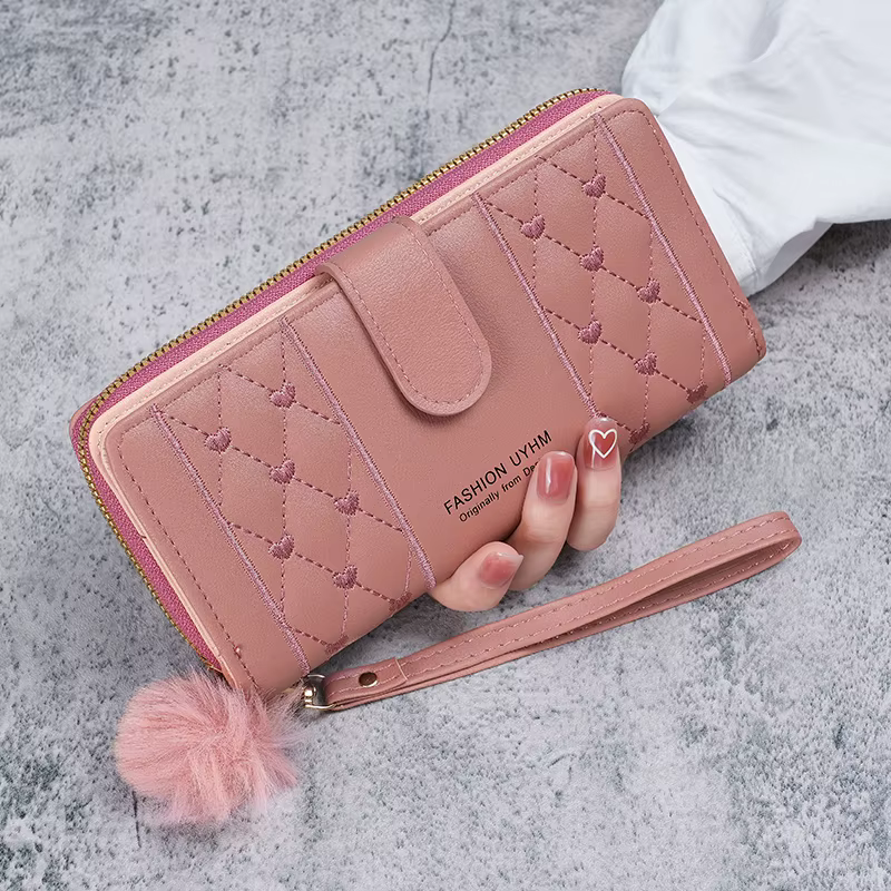 Portefeuilles longs pour femmes, nouvelle mode simple, fermeture éclair unique, pochette de grande c