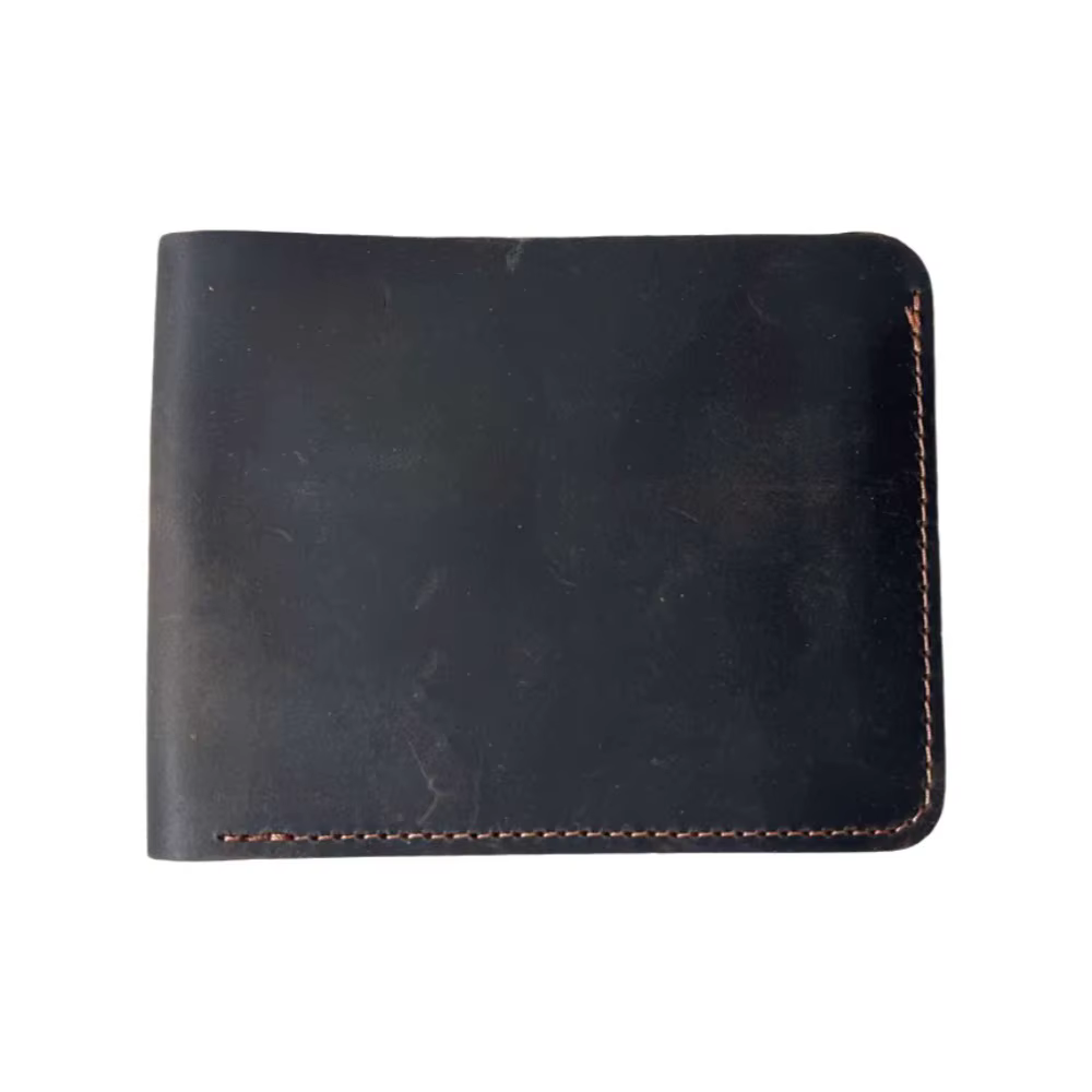 Portefeuille homme en cuir véritable, design bifold, style court, minimaliste, porte-monnaie léger, 