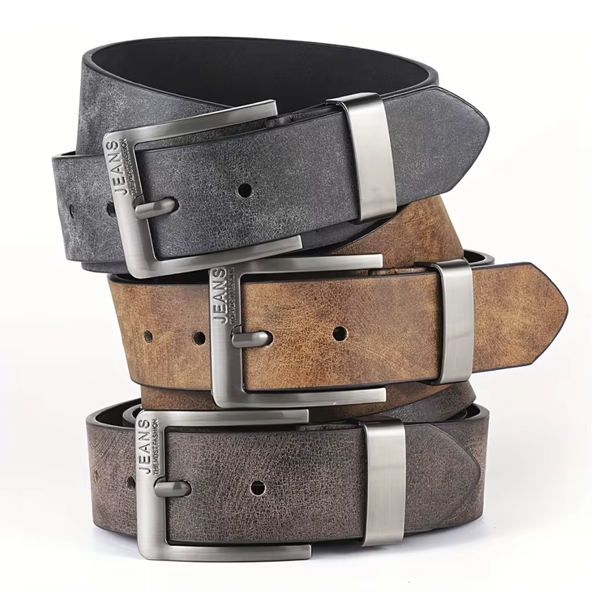 Ceinture en cuir PU pour hommes, de haute qualité, avec boucle ardillon en métal, pour loisirs et af