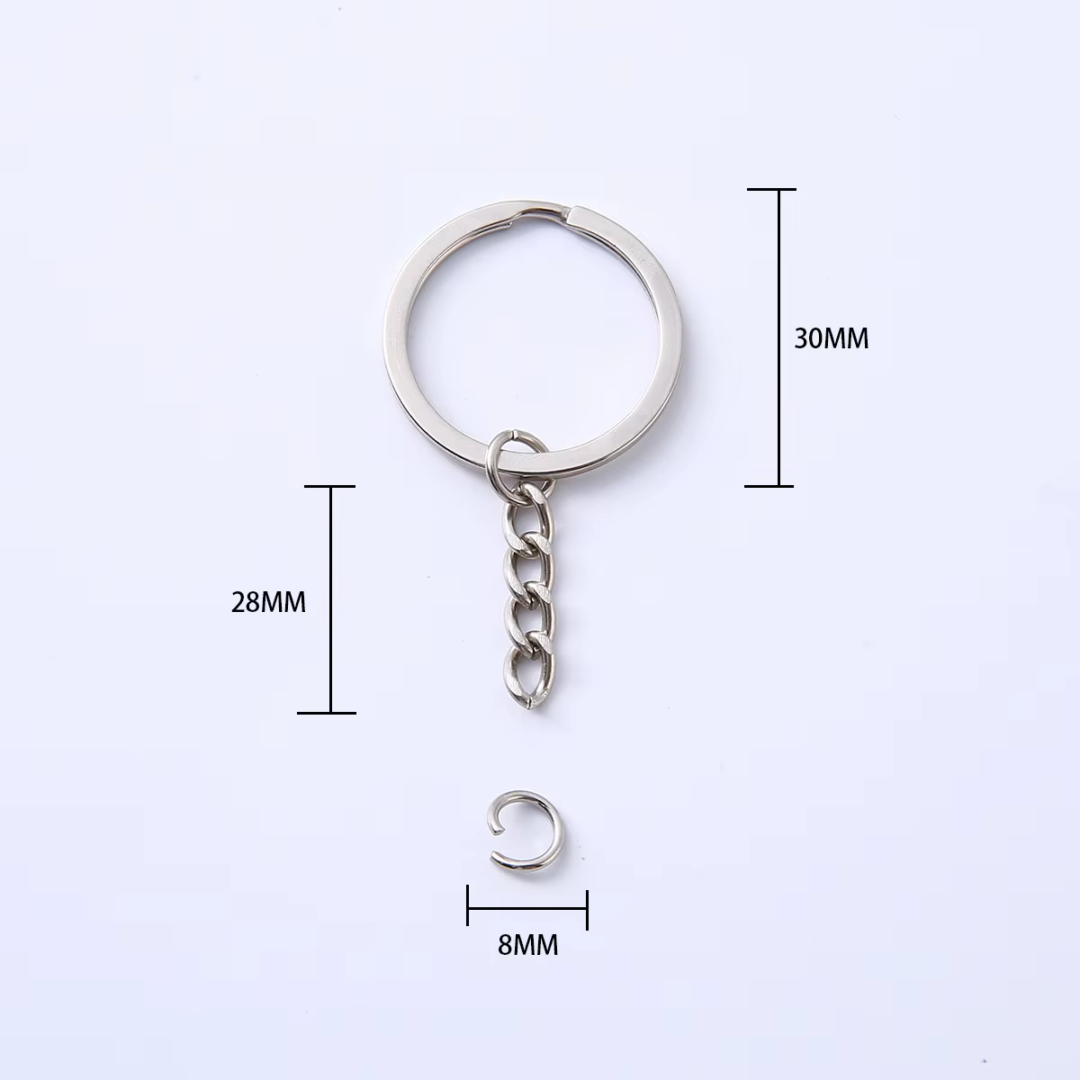10/20/50/100 pcs/lot porte-clés porte-clés 6 couleurs plaqué 30mm rond fendu porte-clés en gros