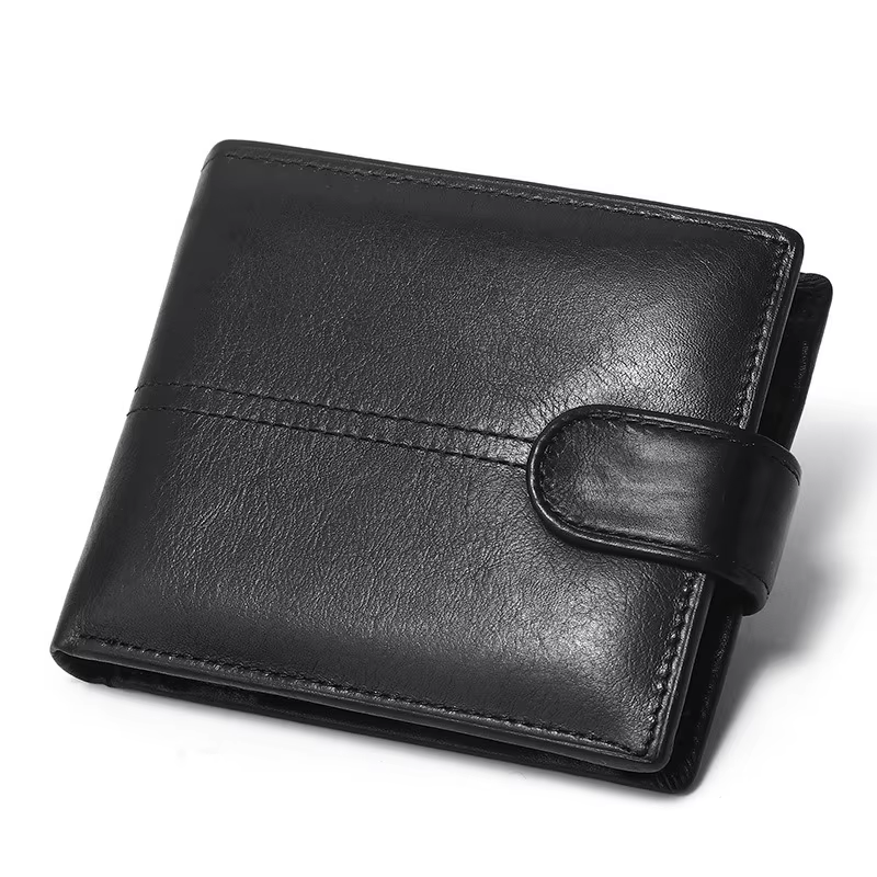 Portefeuille en cuir véritable pour hommes, brosse antivol Rfid, porte-monnaie court antimagnétique,