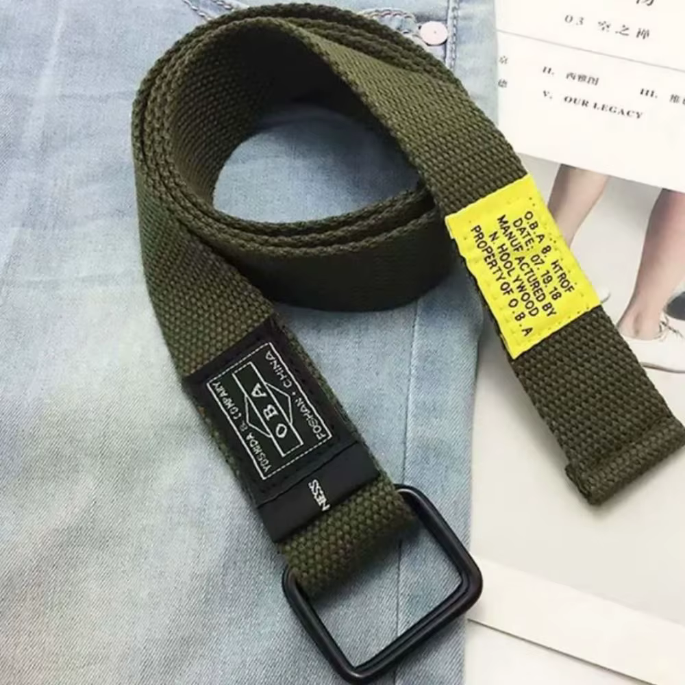 Ceinture en toile tressée en Nylon pour femmes et hommes, Double anneau, boucle noire, Simple et pol
