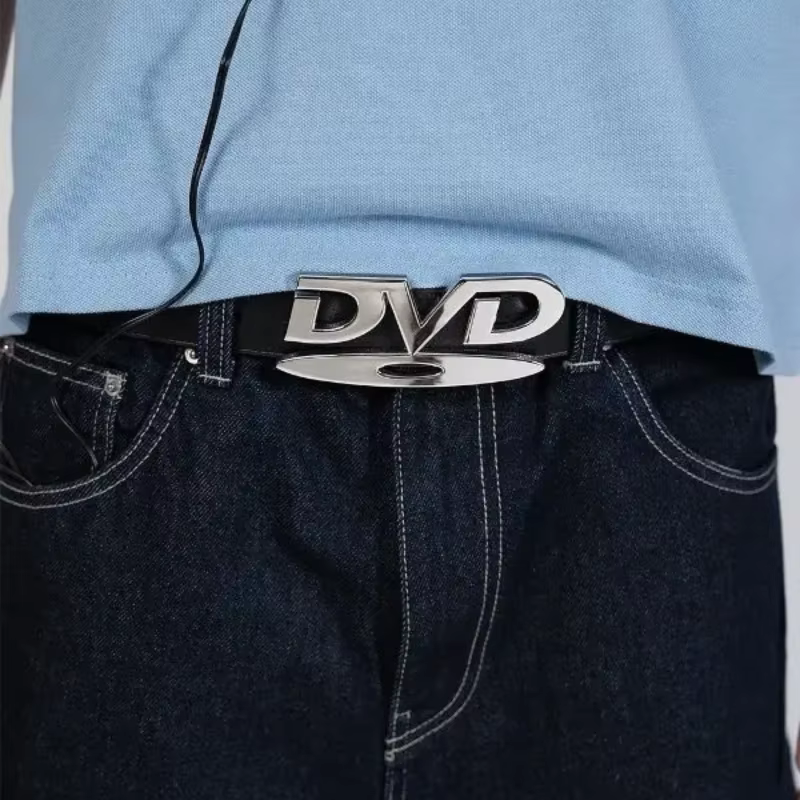 Ceinture à boucle DVD unisexe, Design nostalgique, décoration pour hommes et femmes, associée à une 