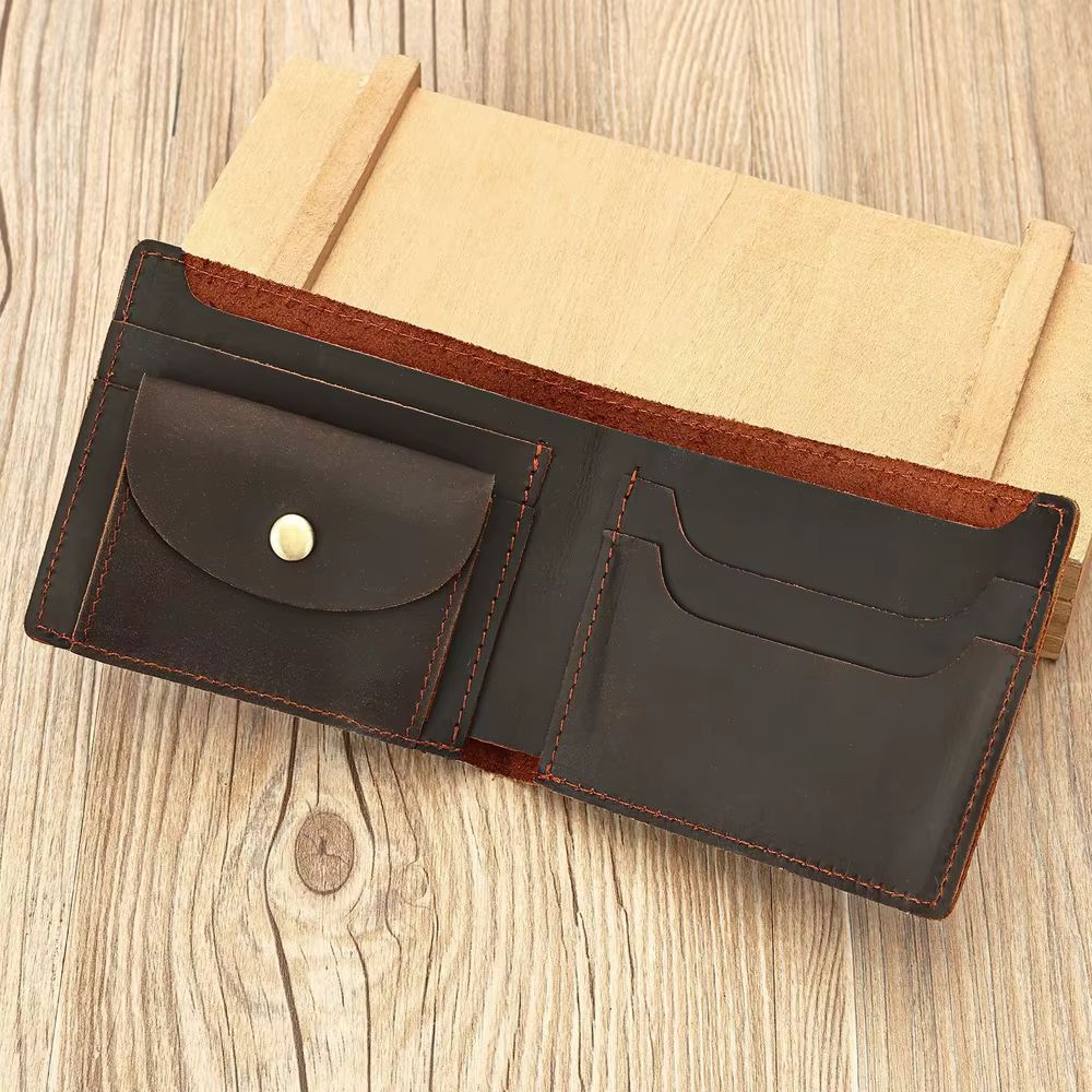 Portefeuille pour hommes en cuir véritable avec poche pour pièces de monnaie portefeuilles en cuir i