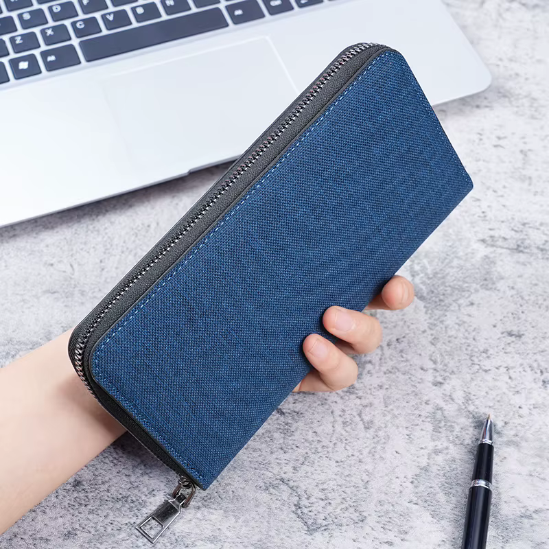Nouveau portefeuille Long en toile pour hommes-pochette à fermeture éclair de grande capacité, sac à
