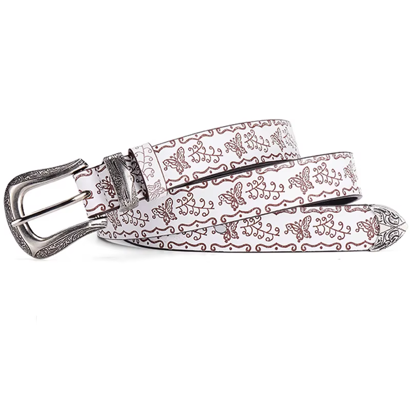Ceinture de personnalité imprimée à la mode pour filles, ceinture de style hip-hop à breloque unique
