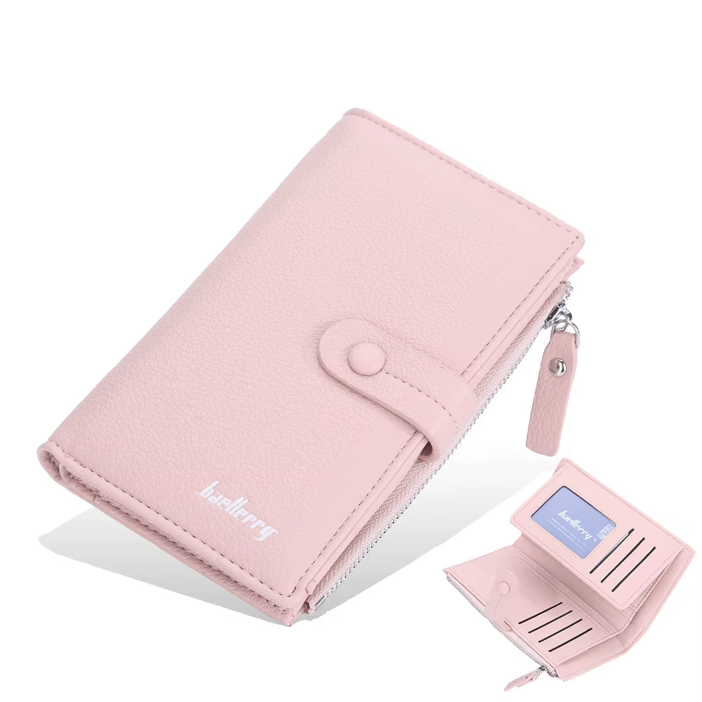 Portefeuille long pour femmes Baellerry, 3 volets, porte-monnaie tendance avec porte-téléphone, ferm