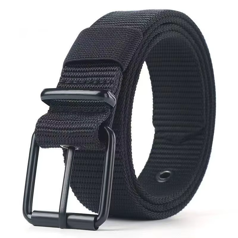 Ceinture en cuir à boucle ardillon en toile poreuse pour hommes, ceinture de sport d'extérieur, cein