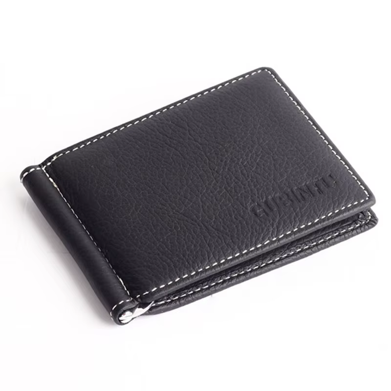 GUBINTU Portable Mini hommes en cuir véritable pince à billets portefeuille avec poche pour monnaie