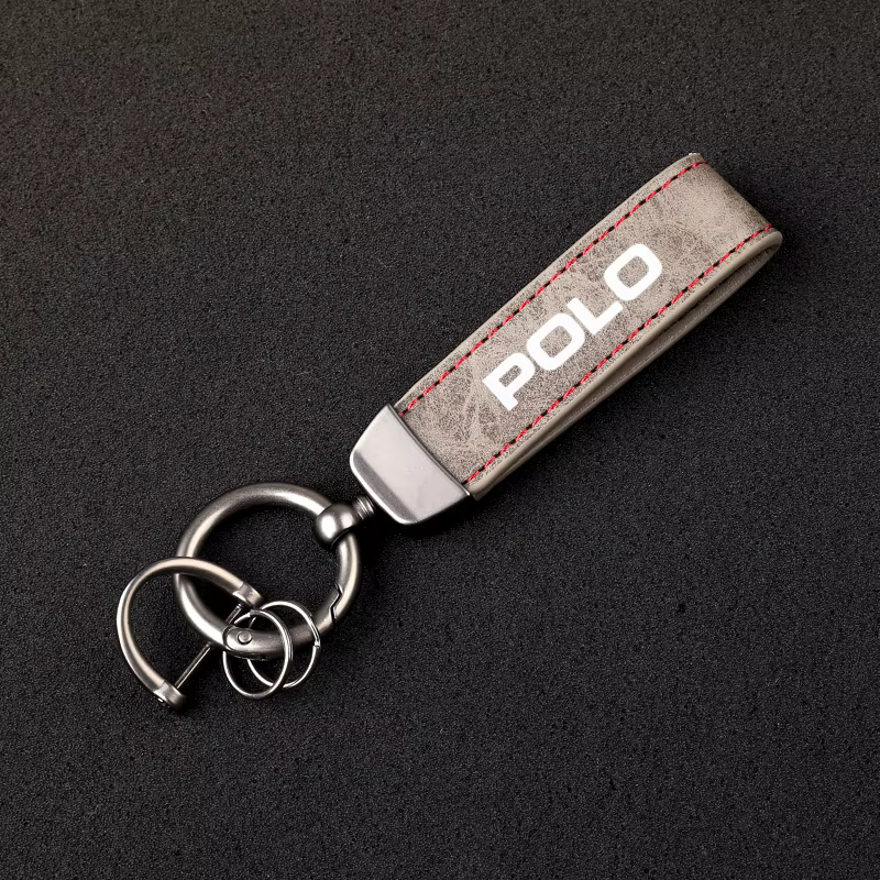 Porte-clés de voiture avec lanière en cuir de luxe, bijoux pour polo avec logo, accessoires de voitu