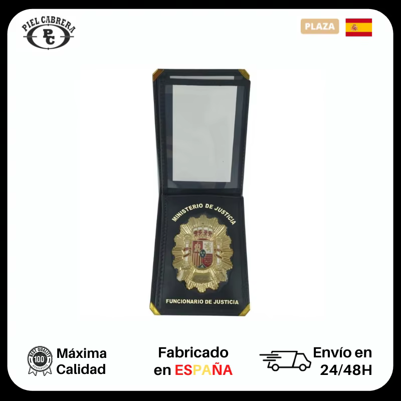 Porte-monnaie, badge officiel de justice en peau de vache, badges métalliques inclus, cartes, notes 