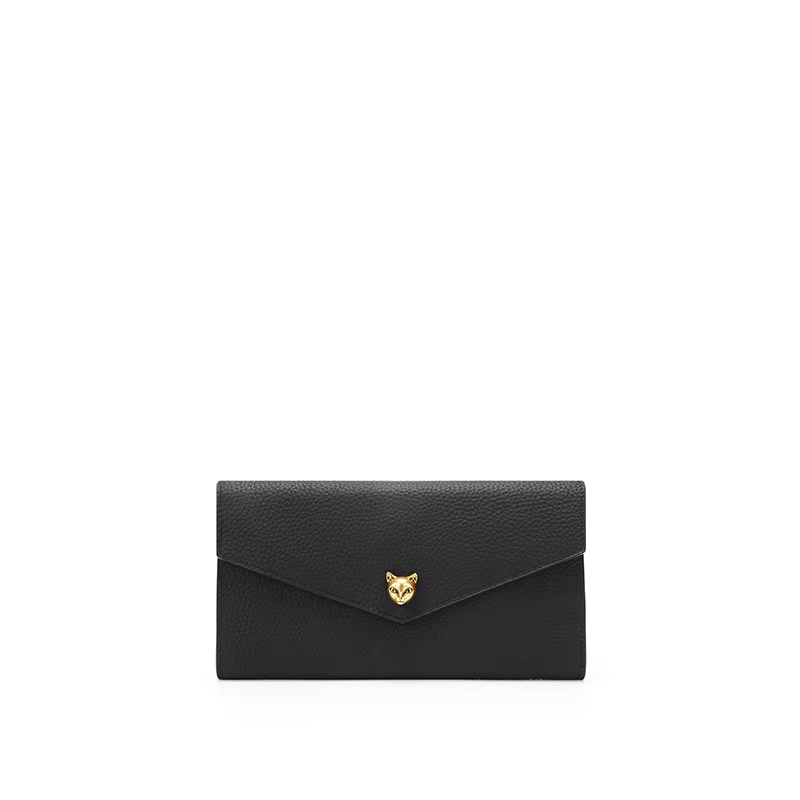 BAFELLI Designer Cat Head Portefeuille long en cuir véritable pour femme avec fentes multi-cartes