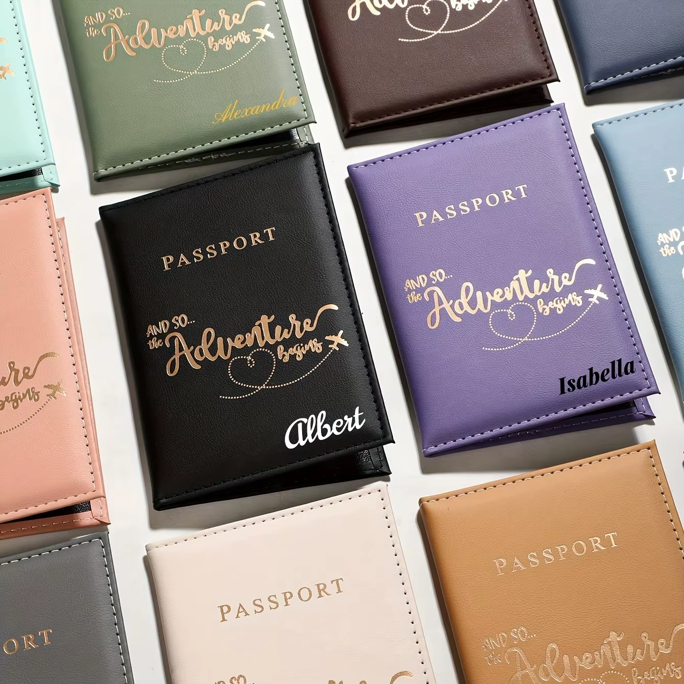 1 pièce Porte-passeport personnalisable avec lettre