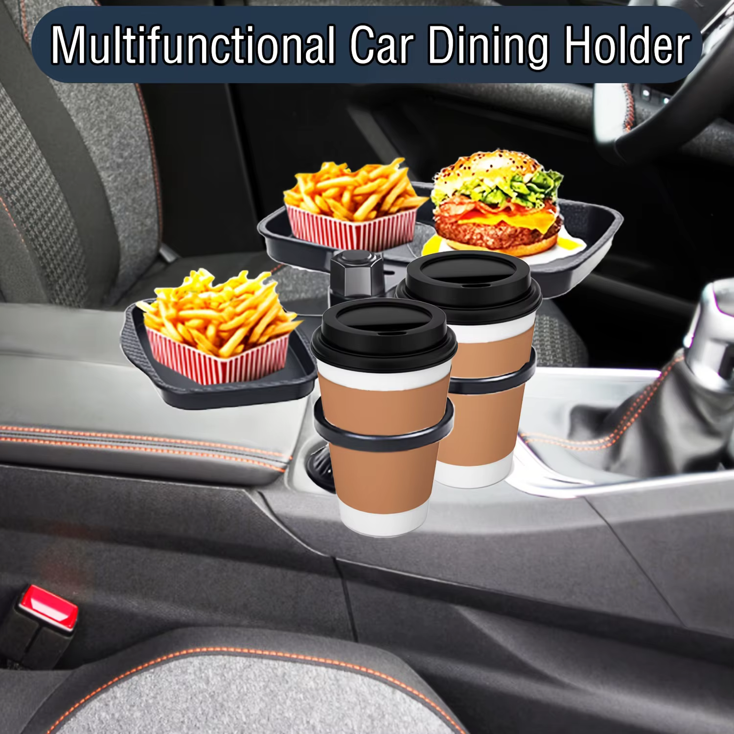2025 nouveau plateau porte-gobelet de voiture-Expander-3 en 1 plateau de Table alimentaire détachable avec Base solide-accessoires essentiels de voyage sur route Gadgets