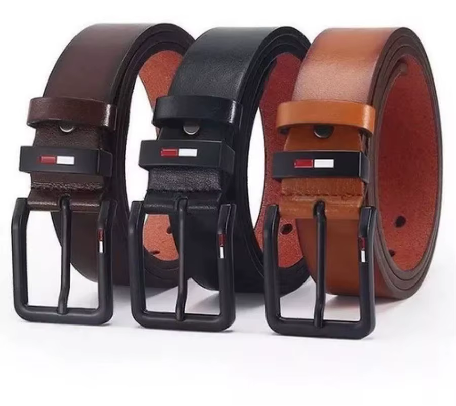 Ceinture carrée en alliage de cuir PU pour hommes