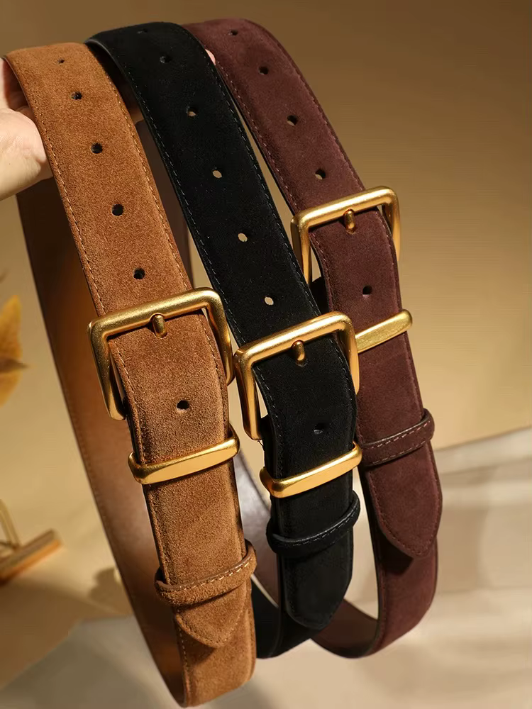 Ceinture de luxe en cuir suédé pour femme