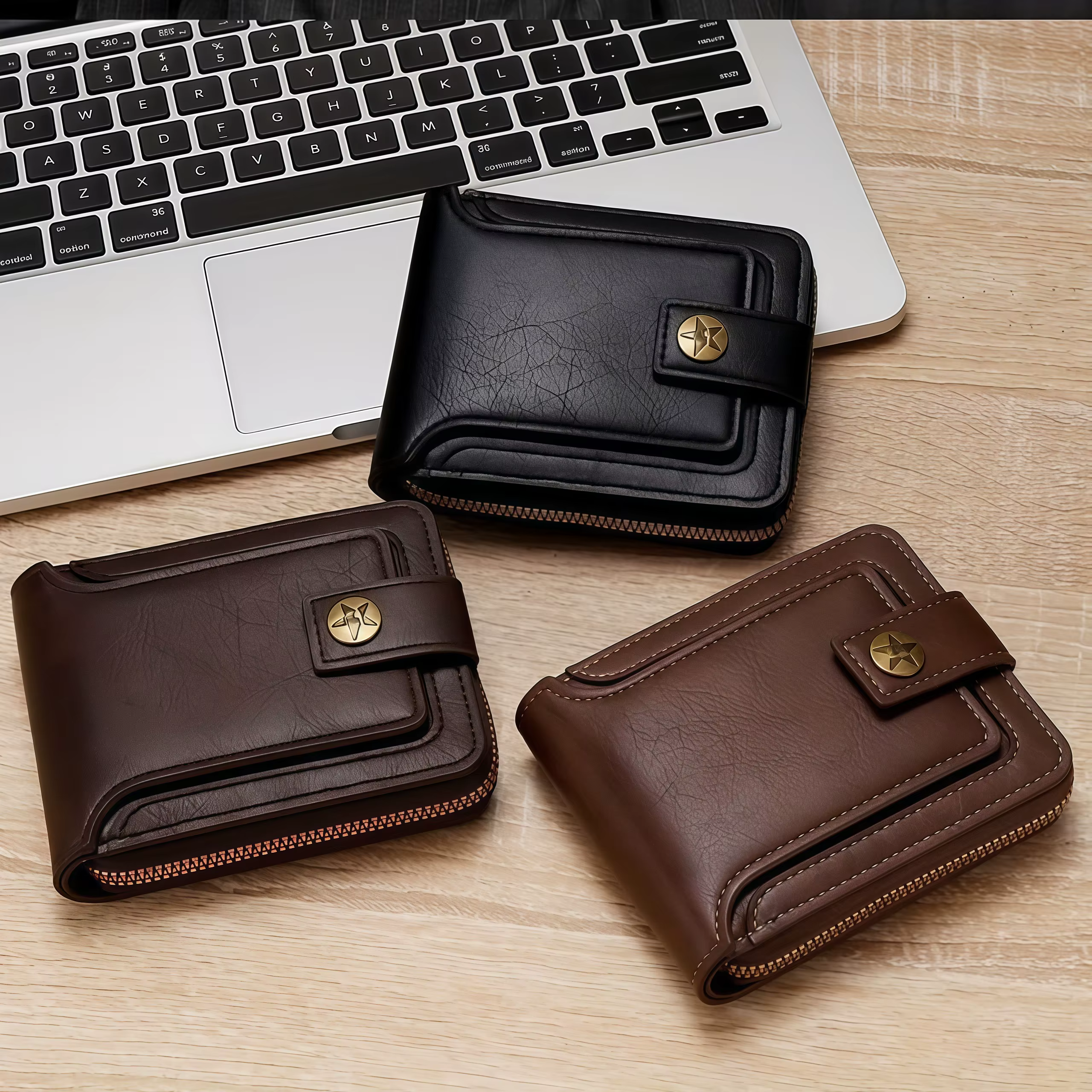 Portefeuille en PU pour homme avec nom personnalisé