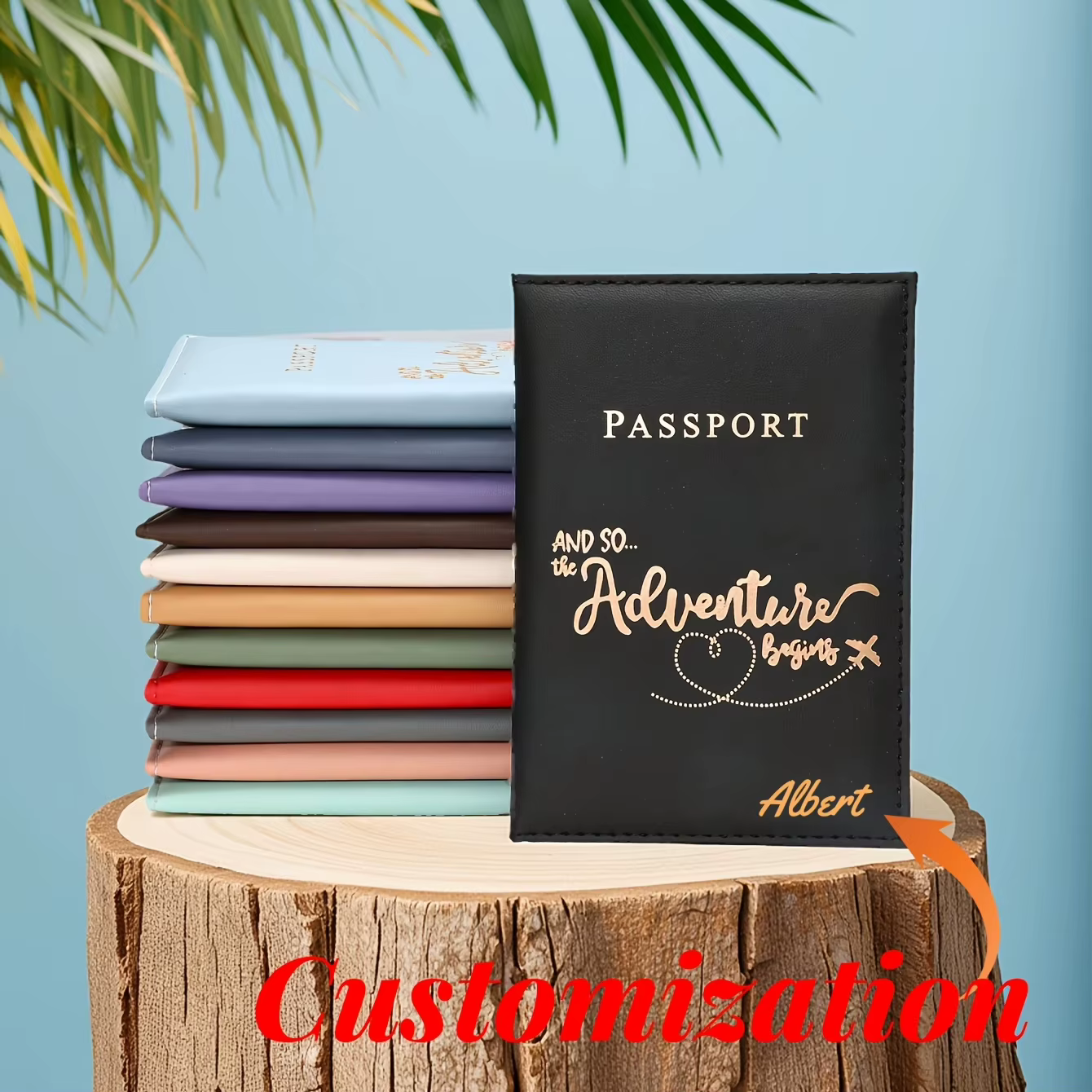 1 pièce Porte-passeport personnalisable avec lettre