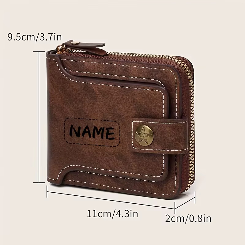 Portefeuille en PU pour homme avec nom personnalisé