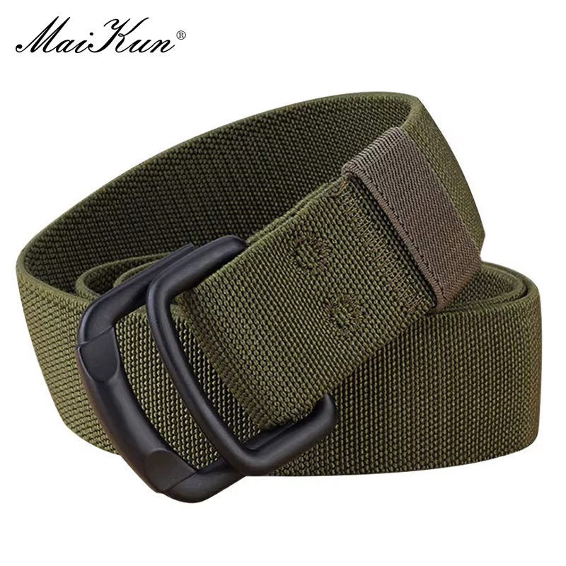 Maikun Double boucle en métal ceinture élastique en Nylon