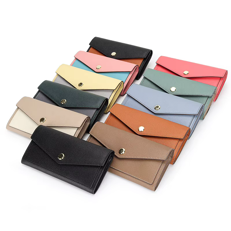 Portefeuille personnalisable en cuir véritable pour femmes