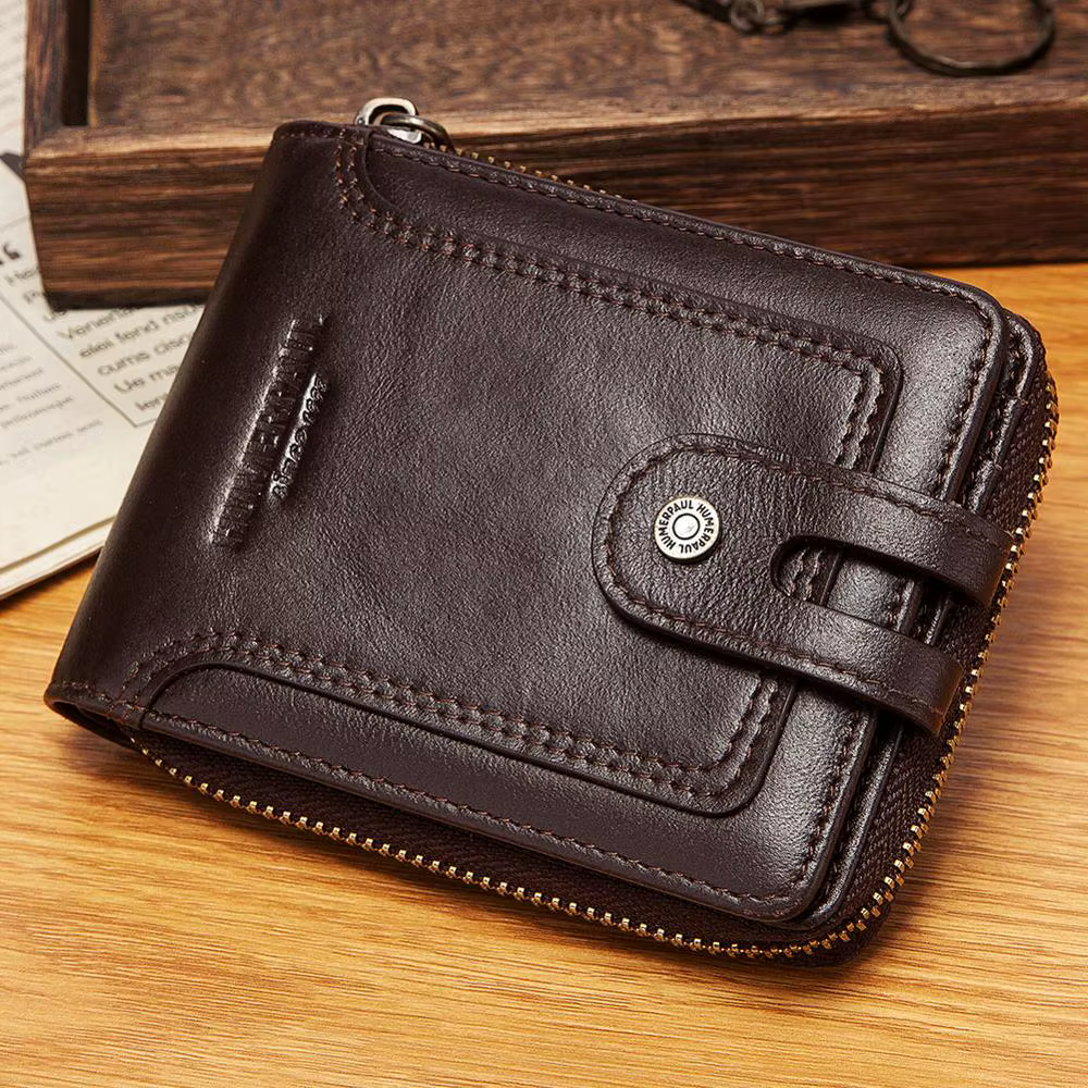 Portefeuille en cuir véritable pour homme