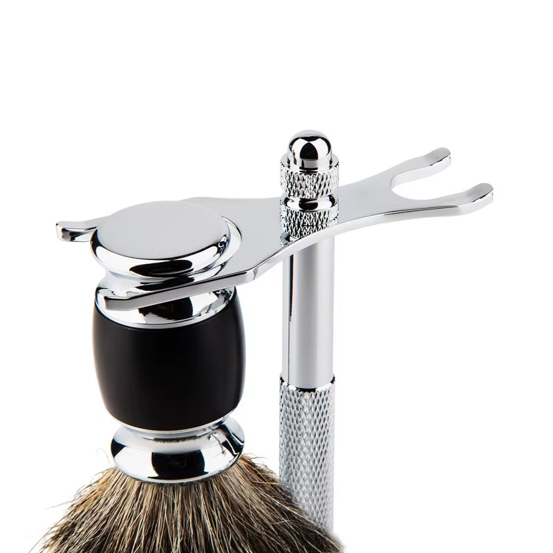 Support de rasoir pour homme en acier inoxydable, support pour brosse à raser, support pour rasoir de sécurité, support de rasoir 15 cm et brosse non incluses